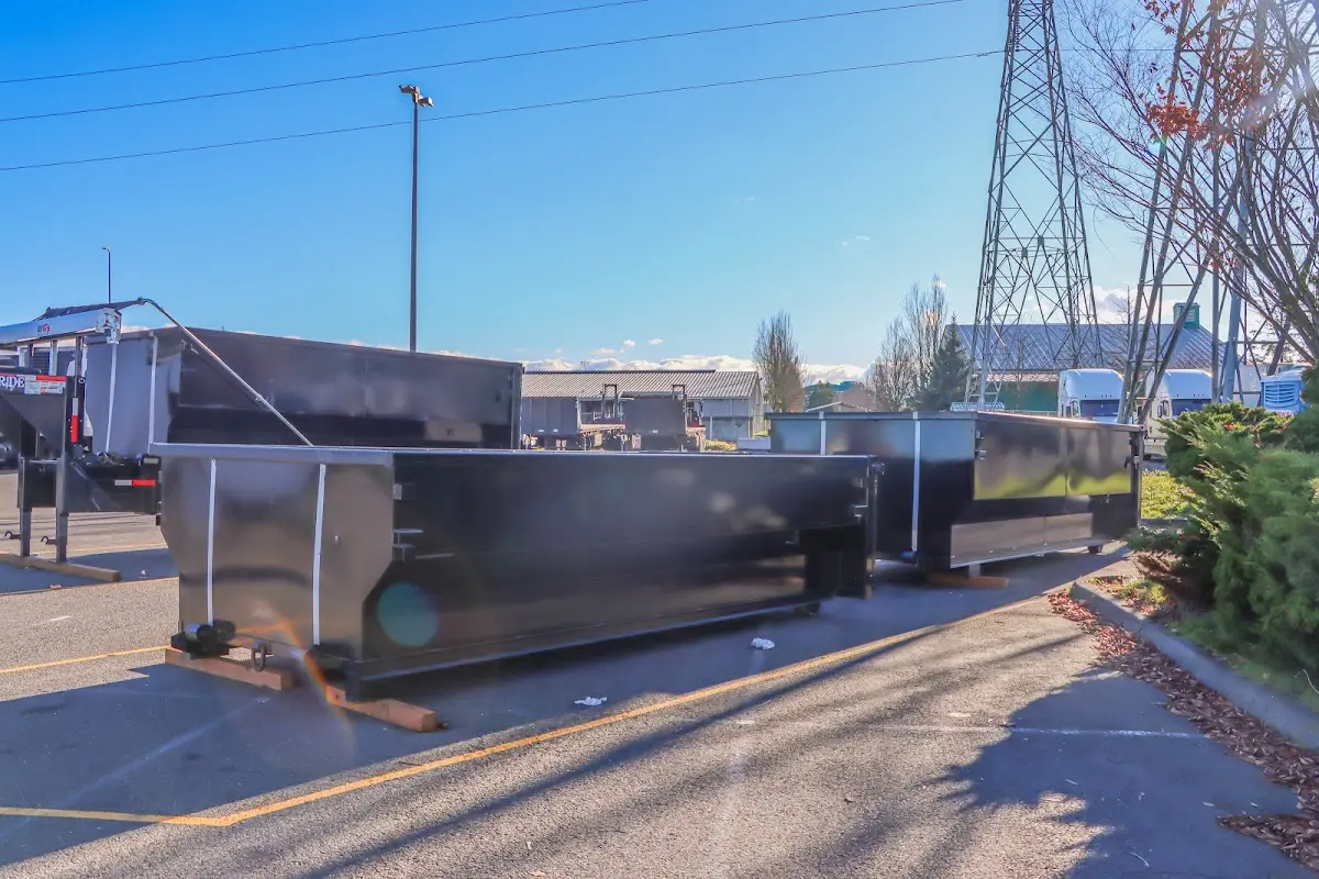 Roll-off dumpster ready for waste disposal at job site for 8 Yard Dumpster Rental in New Albany